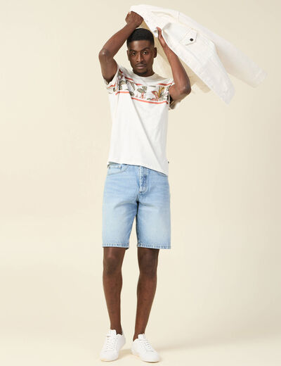 Short straight en jean denim bleach homme