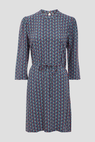 Robe droite ceinturée multicolore femme