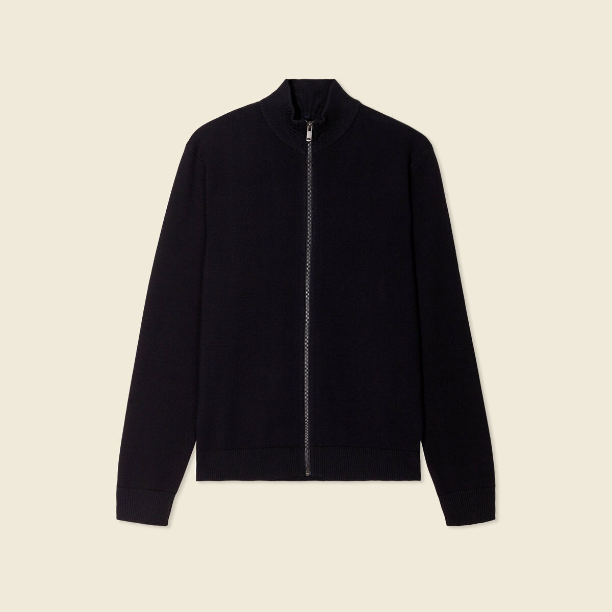 Gilet manches longues zippé noir homme