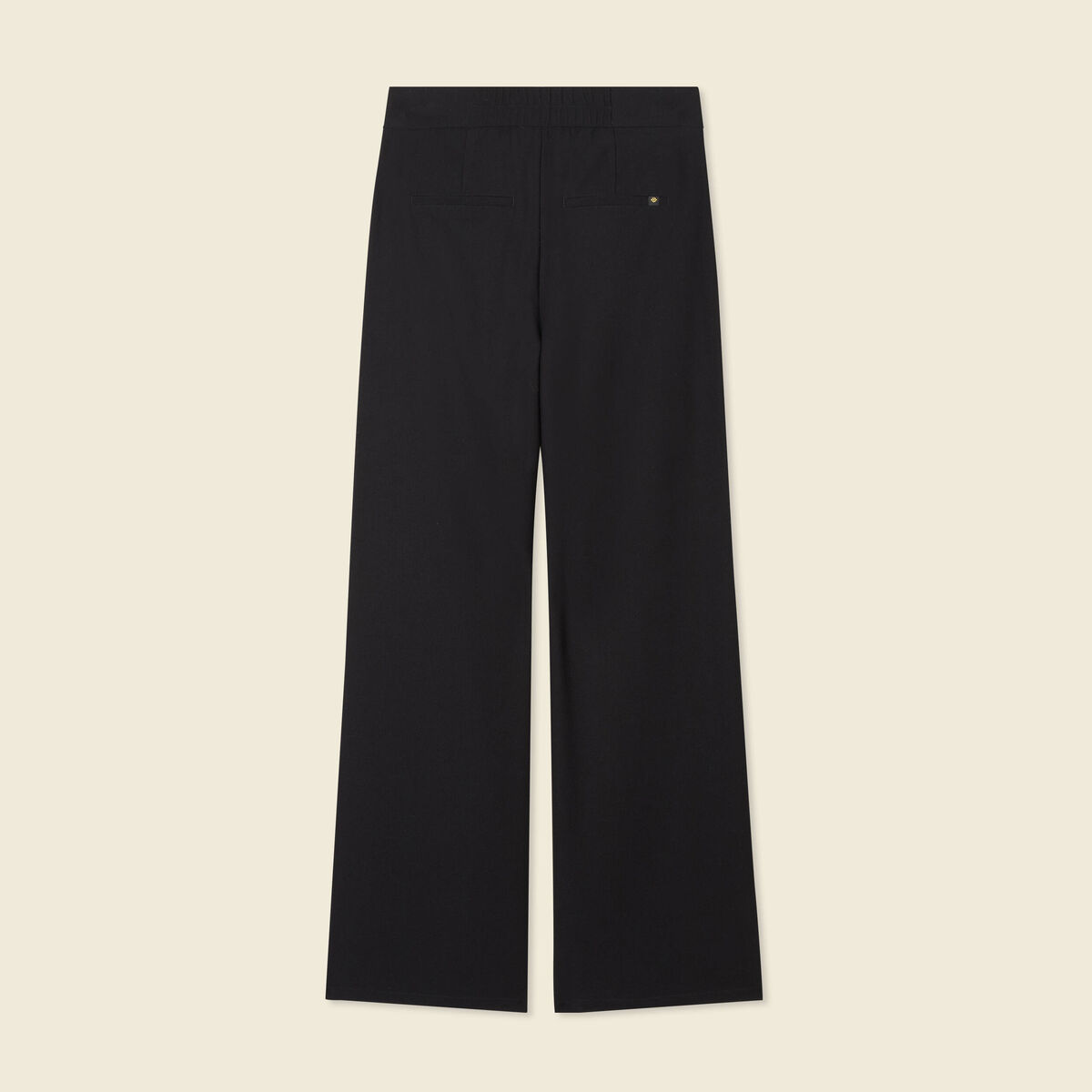 Pantalon large taille haute noir femme