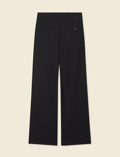 Pantalon large taille haute noir femme