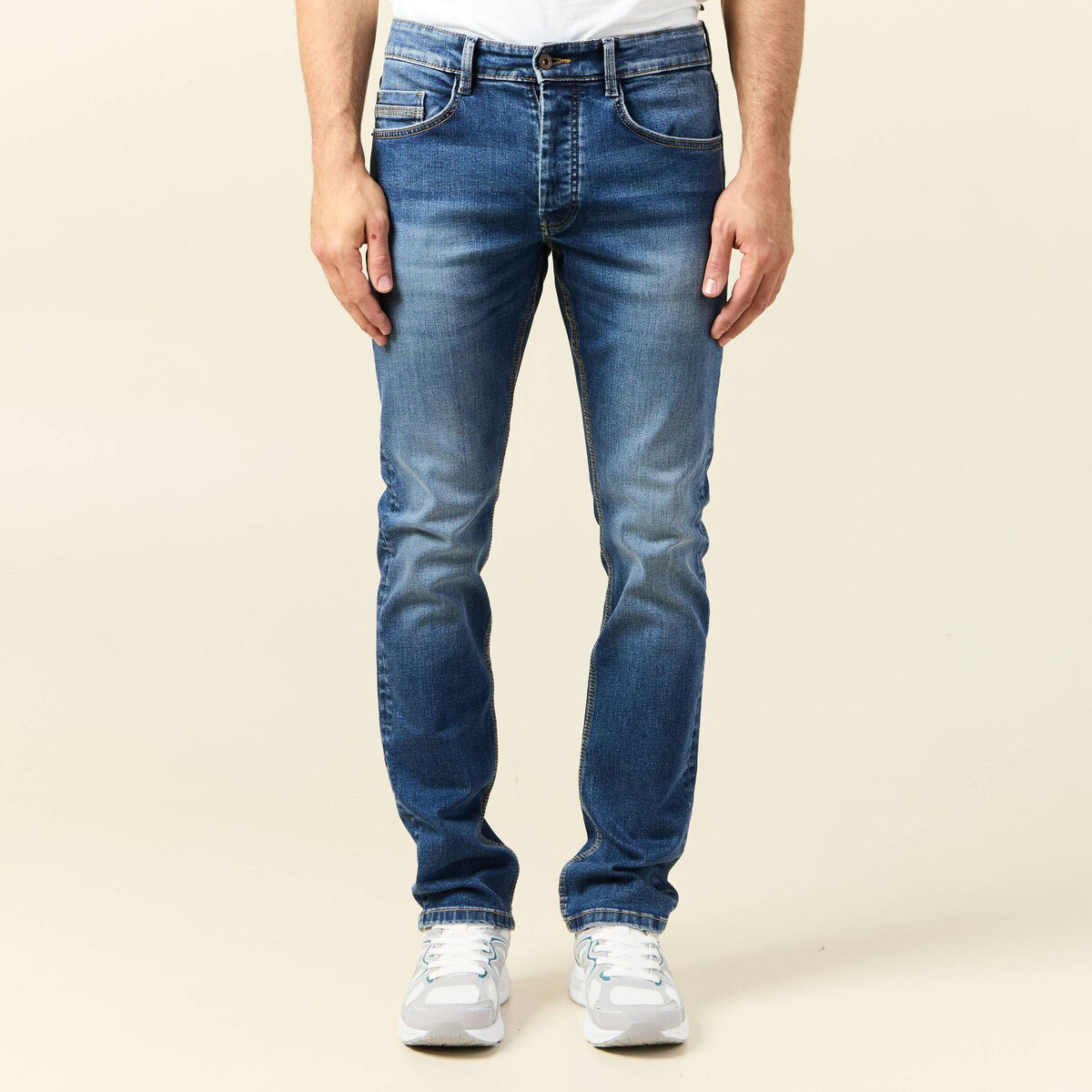 Jeans straight 5 poches denim stone homme
