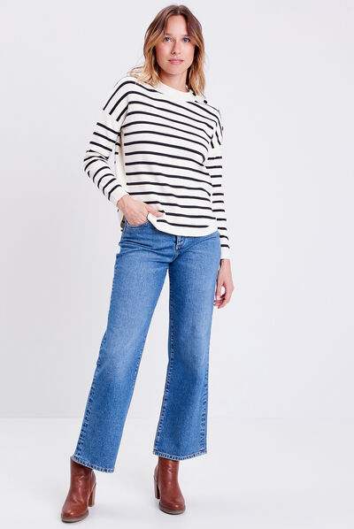 Pull manches longues ecru femme