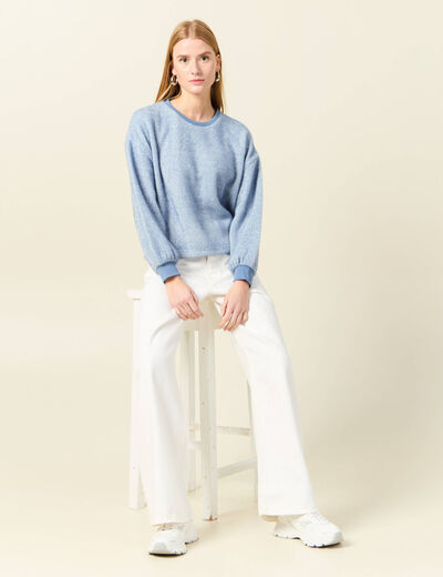 Sweat manches longues bleu clair femme