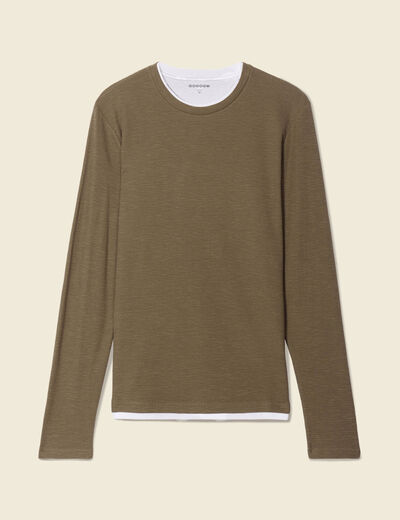 T-shirt manches longues taupe homme
