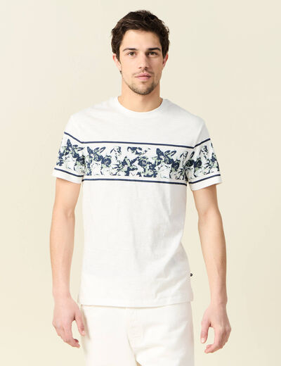 T-shirt coupe droite en coton col rond bleu ciel homme