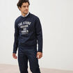 Sweat droit col rond en coton bleu marine homme