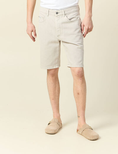 Bermuda droit en jean denim snow gris homme