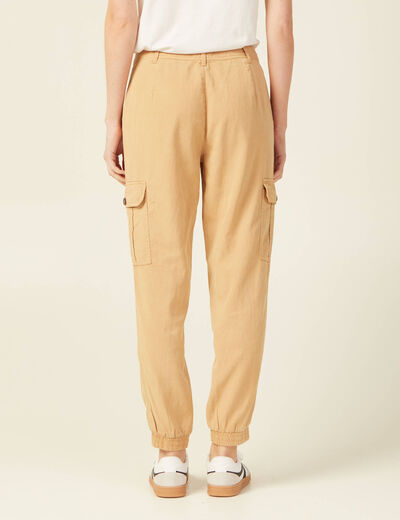 Pantalon éco-responsable beige femme