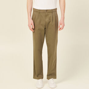 Pantalon chino large vert kaki homme