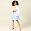 Robe évasée col V sans manches en coton bleu femme