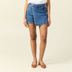 Jupe-short droite en jean denim stone femme