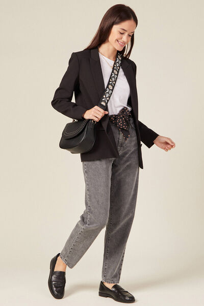 Jeans slouchy ceinturé denim snow gris femme