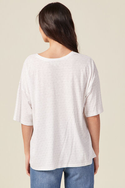 T-shirt manches courtes ecru femme