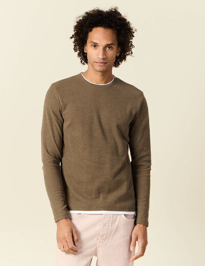 T-shirt manches longues taupe homme