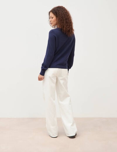 Pull manches longues bleu marine femme