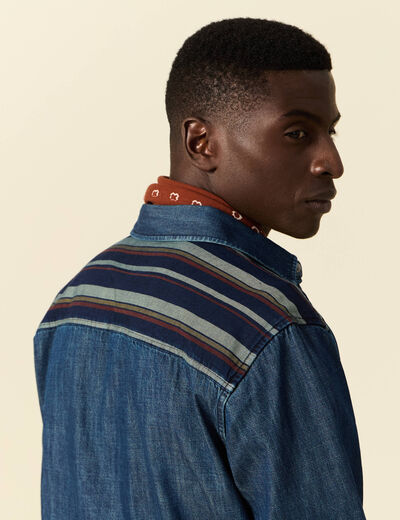 Chemise manches longues jean denim brut homme