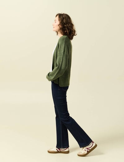 Gilet manches longues vert kaki femme
