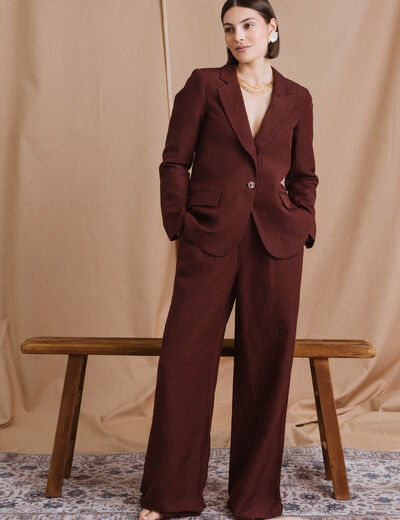 Veste blazer manches longues bordeaux femme