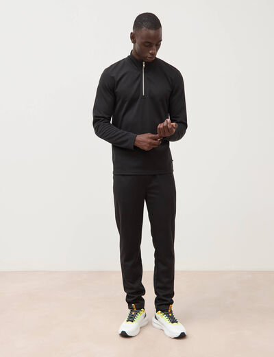 Sweat droit col montant manches longues noir homme