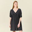 Robe évasée fluide col en V noir femme