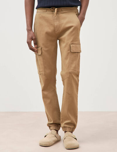 Pantalon battle bas resserr&eacute; vert kaki homme