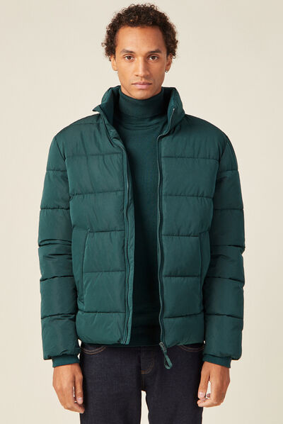 Doudoune droite zippée vert foncé homme