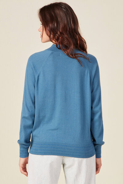 Pull manches longues bleu gris femme