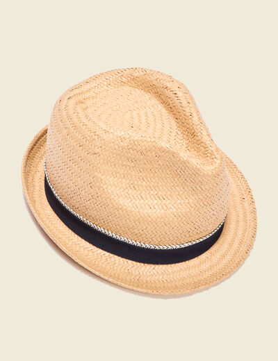 Chapeau trilby tressé sable homme