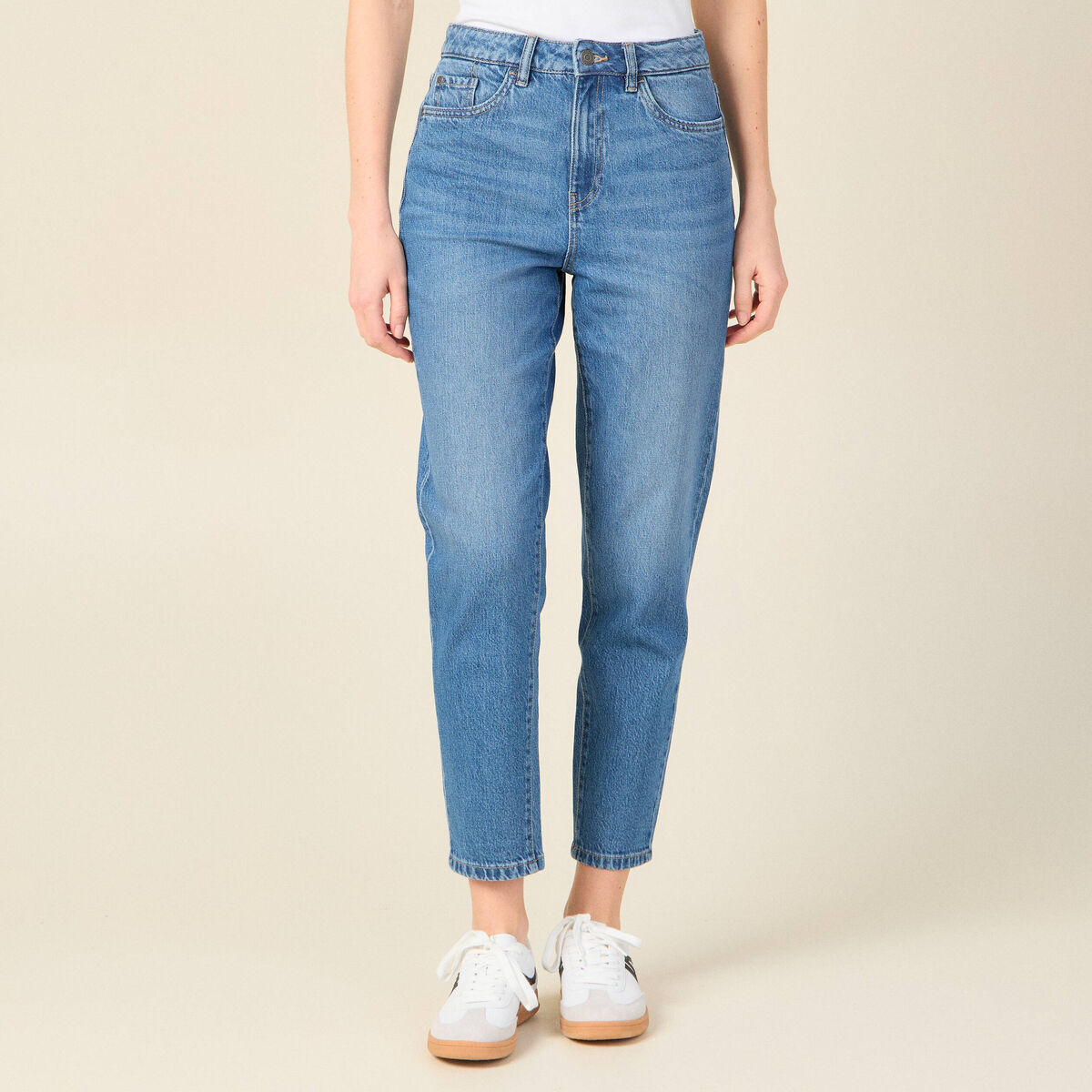 Jeans mom 7/8ème denim stone femme