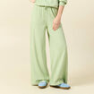 Pantalon large taille haute fluide vert clair femme