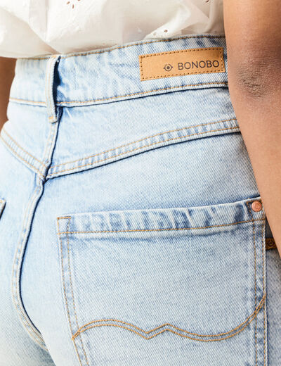 Bermuda droit en jean denim snow bleu femme