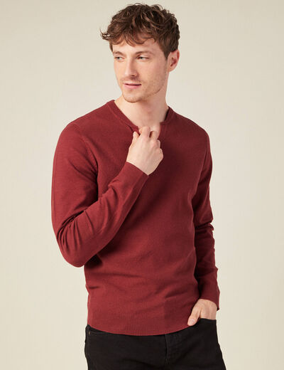 Pull manches longues bordeaux homme