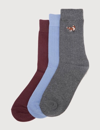 Lot de 3 paires de chaussettes hautes prune homme