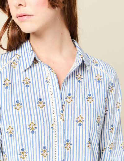 Chemise manches longues bleu ciel femme