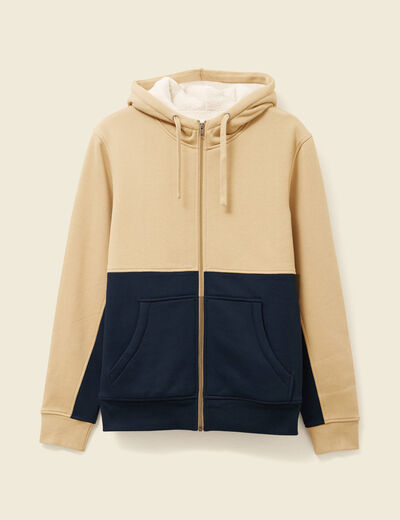 Sweat zippé à capuche bleu marine homme
