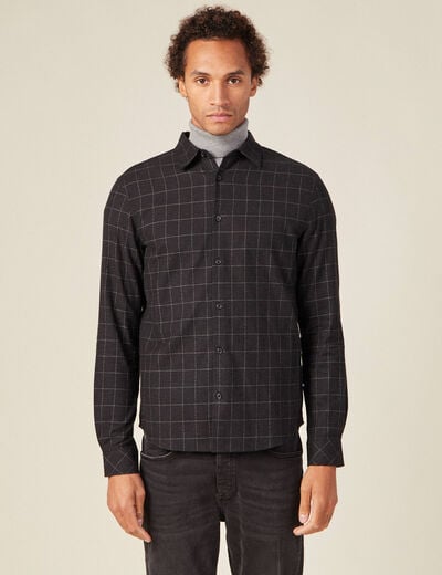 Chemise manches longues gris foncé homme