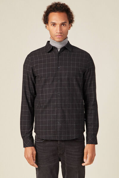 Chemise manches longues gris foncé homme