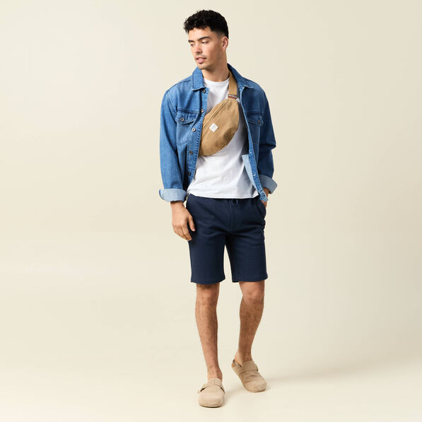 Bermuda droit élastiqué bleu foncé homme