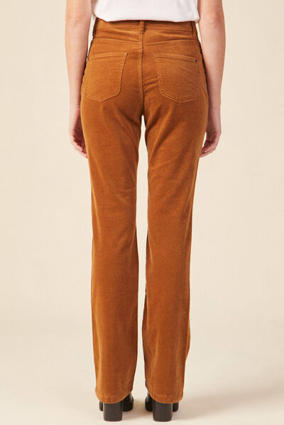 Pantalon bootcut velours marron femme