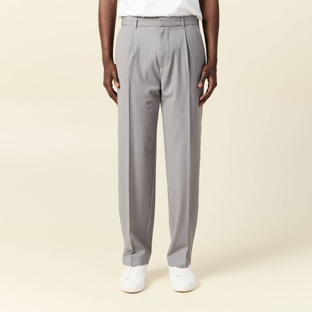 Pantalon chino large gris foncé homme
