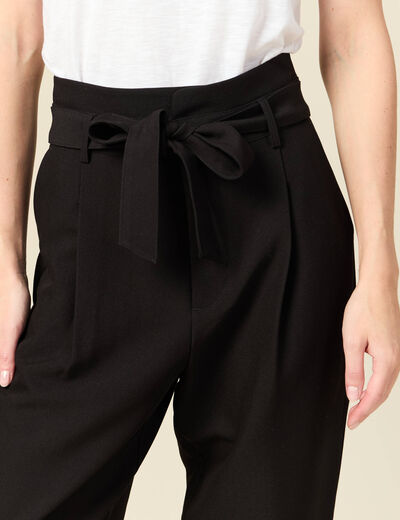 Pantalon carotte taille haute noir femme