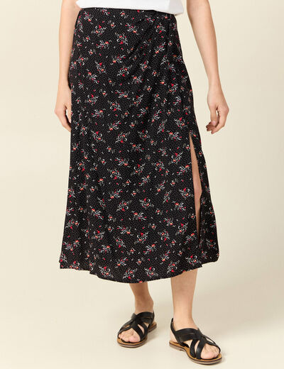 Jupe longue évasée noir femme