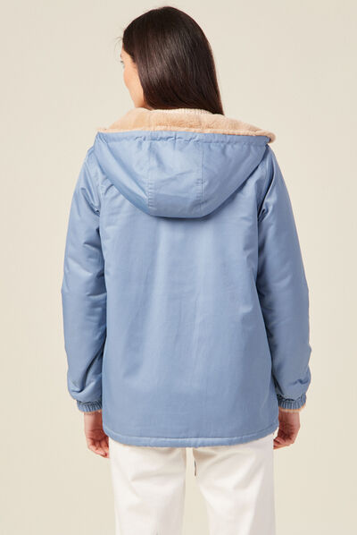 Parka réversible bleu ciel femme