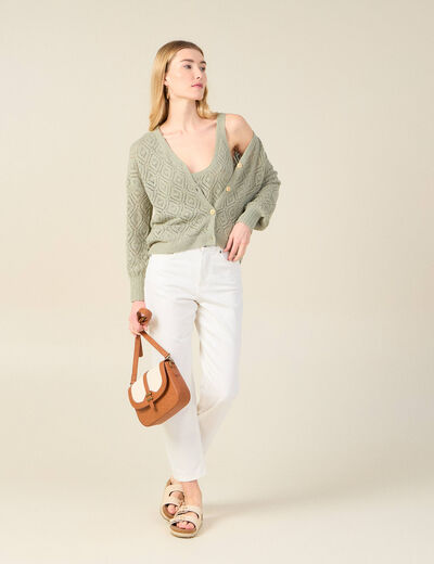 Pull débardeur éco-responsable vert kaki femme
