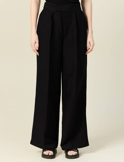 Pantalon large fluide noir femme