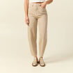 Jeans slouchy taille haute en coton beige femme