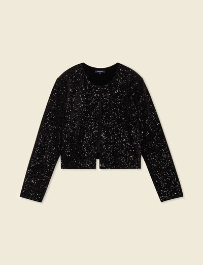 Gilet manches longues sequins noir femme