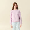 Sweat droit court col rond en coton parme femme