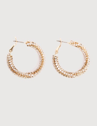 Cr&eacute;oles avec strass couleur or femme